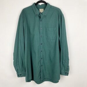 LL Bean Traditional Fit Button Up Flannel Shirt Mens XL Tall Navy Green